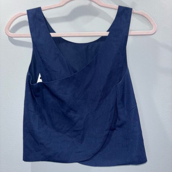 Kourt Navy Blue Sleeveless Wrap Crop Tank Top | Size XS | NWT - Picture 5 of 10